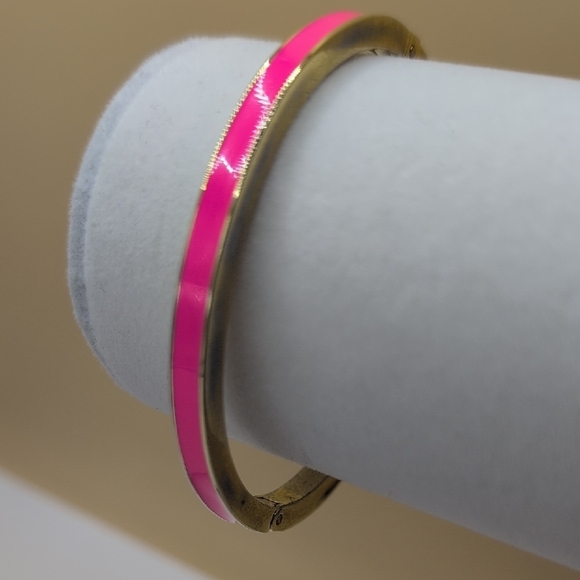 J. Crew Pink and Gold Enamel Bangle Bracelet - Picture 5 of 8